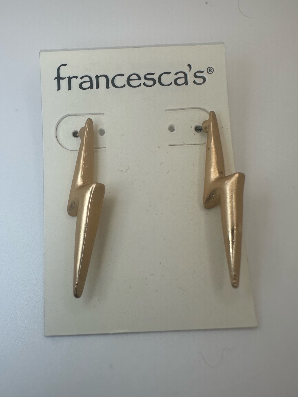 Francesca's Gold Lightning Bolt Drop Earrings NWT